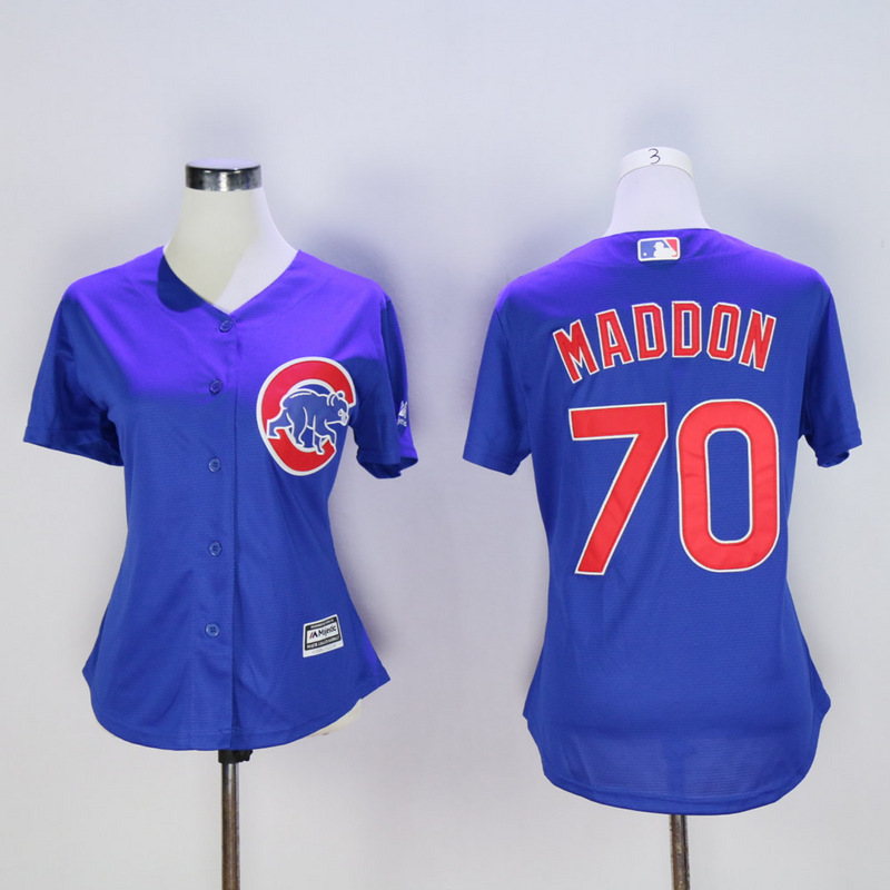 Women Chicago Cubs 70 Maddon Blue MLB Jerseys